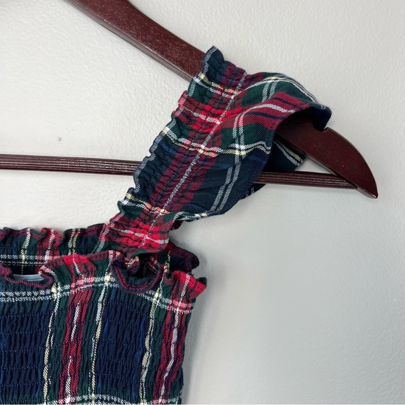 Hill House Girls 7/8Y Navy Blue Tartan Plaid Tiny Ellie Nap Dress Smocked Cotton - Picture 5 of 11